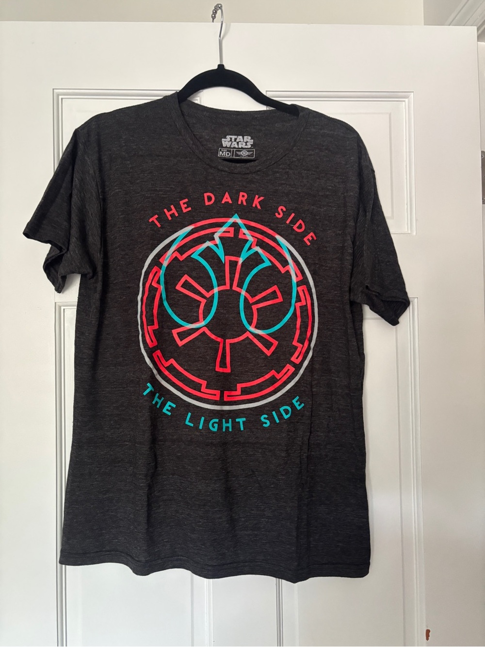 Star Wars Charcoal Short Sleeve Tee with Red and Teal Graphic